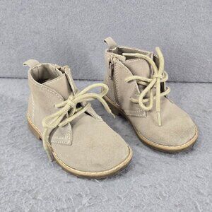 Baby Gap Ankle Booties, Size 5, Girl, Khaki, Zip Side, Lace Tie, Hard Sole